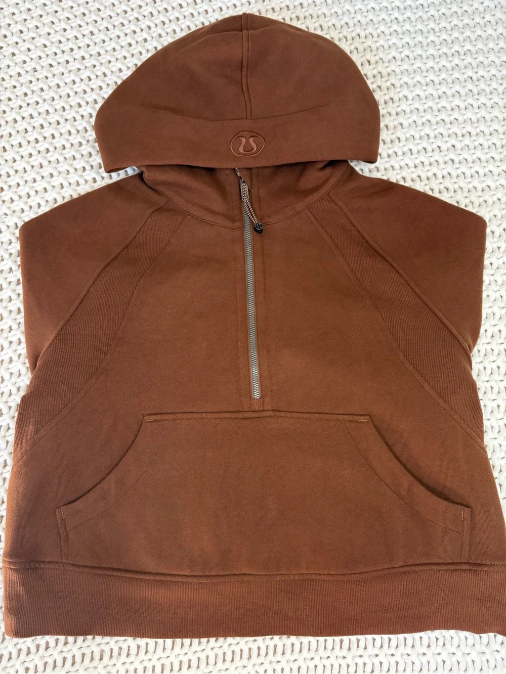 lululemon roasted brown scuba oversized half zip hoodie size xs/s